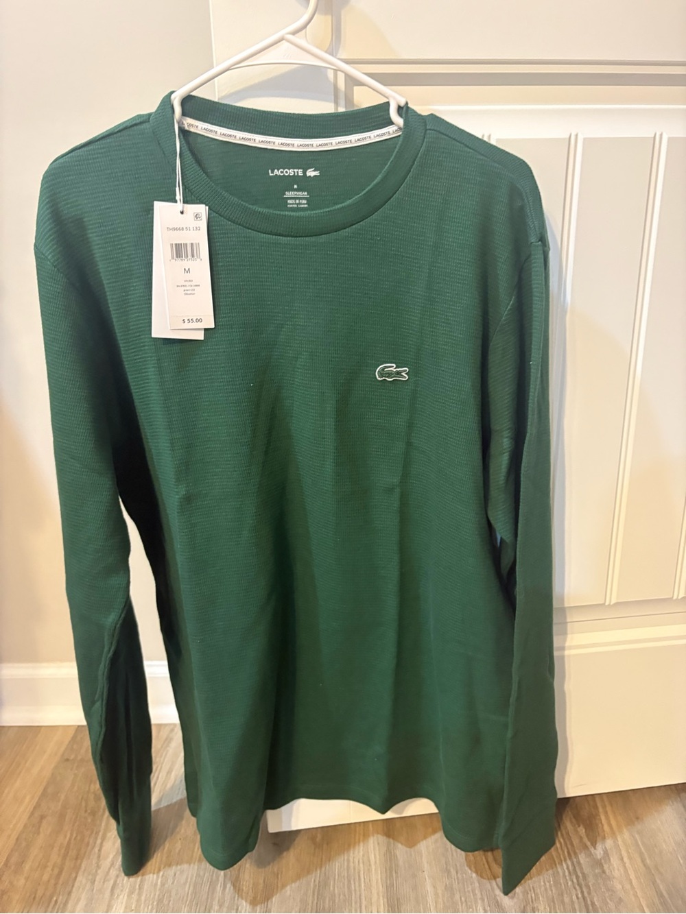 Lacoste Green Long Sleeve Crewneck with Crocodile Logo